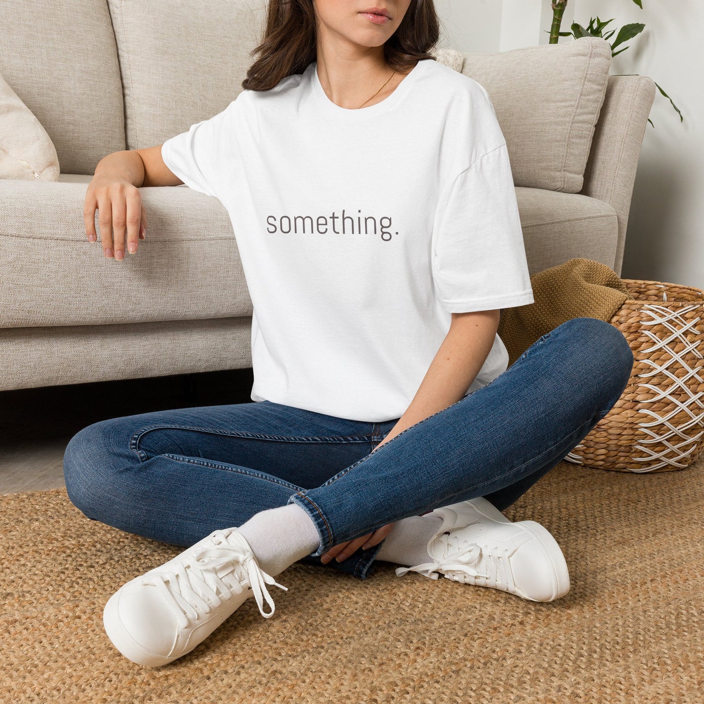 Something. Minimalist Graphic T‑Shirt — Subtle Typography Casual Tee