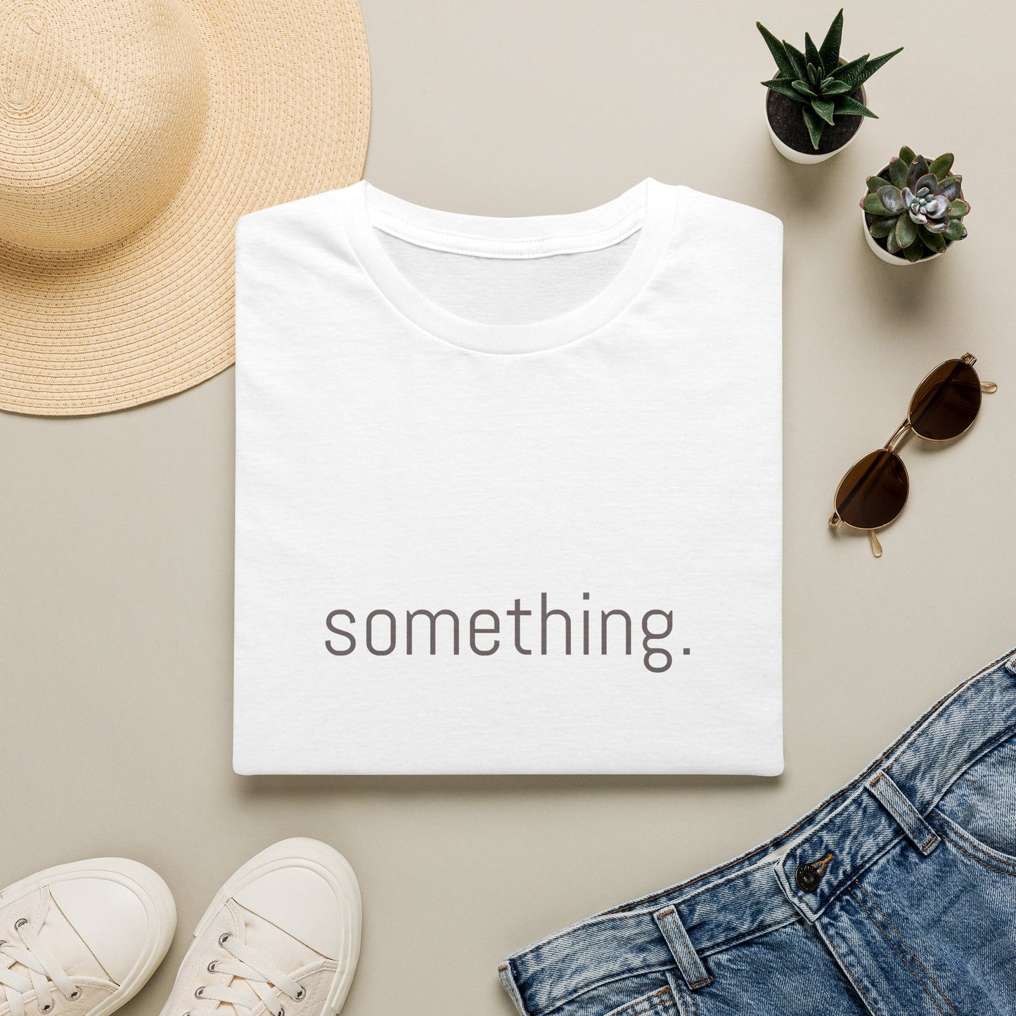 Something. Minimalist Graphic T‑Shirt — Subtle Typography Casual Tee